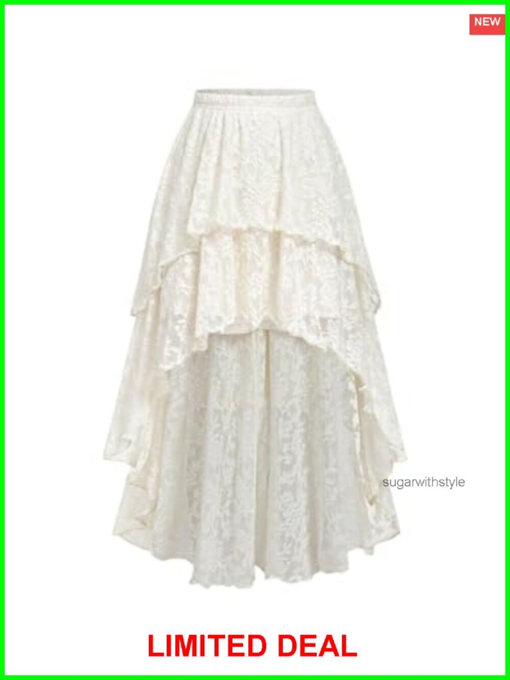 BEAUDRM Women's Western Lace Long Skirt Boho High Low Ruffle Layered Summer